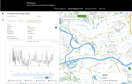 Kaartweergave uit DINOloket met ondergrondgegevens